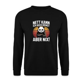Sympa je peux aussi apporter mais rien de drôle panda - Sweat-shirt Unisexe - noir - Devant - Alina (178cm) & Michal (187cm)