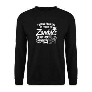 Ich Würde Sie Vor Zombies Drängen, Um Meinen Sc - Unisex Pullover - Schwarz - Vorne - Alina (178cm) & Michal (187cm)