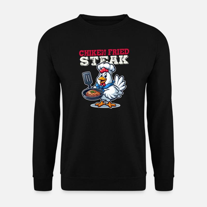 Gebratenes Hähnchensteak, Karikatur - Unisex Pullover - Schwarz