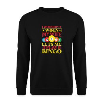 Bingo Game Worship It When My Wife Bingo - Unisex Sweatshirt - black - Front - Alina (178cm) & Michal (187cm)