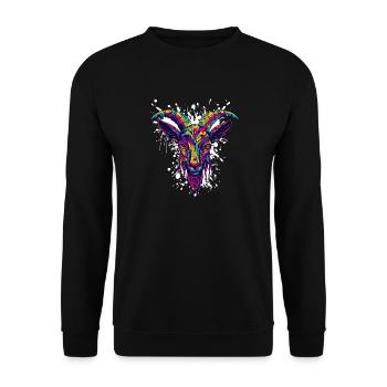Colorful Goat Head Graffiti - Unisex Sweatshirt - black - Front - Alina (178cm) & Michal (187cm)