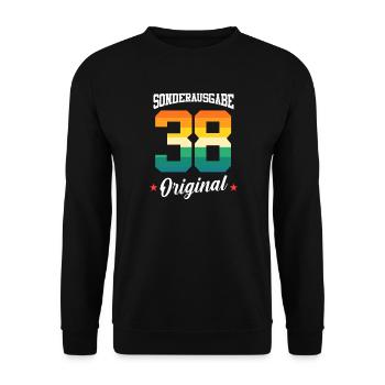 38 Geburtstag - Unisex Pullover - Schwarz - Vorne - Alina (178cm) & Michal (187cm)