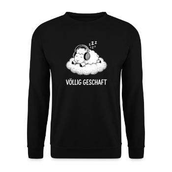 Völlig geschafft geSchaft Schaf Design - Unisex Pullover - Schwarz - Vorne - Alina (178cm) & Michal (187cm)