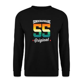 55 Geburtstag - Unisex Pullover - Schwarz - Vorne - Alina (178cm) & Michal (187cm)