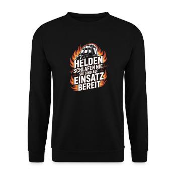 Fire department Firefighter Volunteer fire department - Unisex Sweatshirt - black - Front - Alina (178cm) & Michal (187cm)