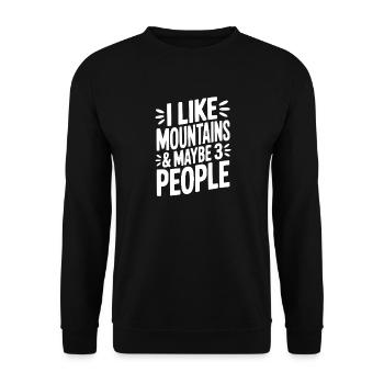 I Like Mountains and Maybe 3 People - Unisex Sweatshirt - black - Front - Alina (178cm) & Michal (187cm)