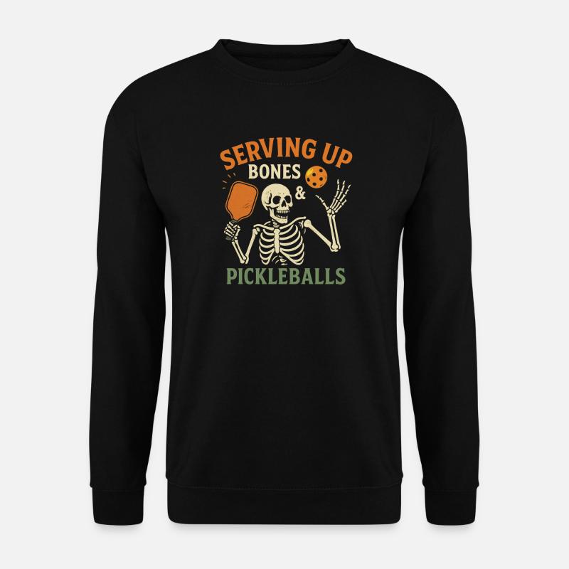 Serving Up Bones Pickleball Halloween - Unisex Sweatshirt - black