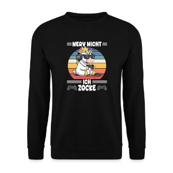 nerv nicht, ich zocke - Unisex Pullover - Schwarz - Vorne - Alina (178cm) & Michal (187cm)