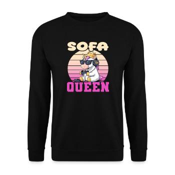 Sofa QUEEN - Unicorn gaming - Unisex Sweatshirt - black - Front - Alina (178cm) & Michal (187cm)