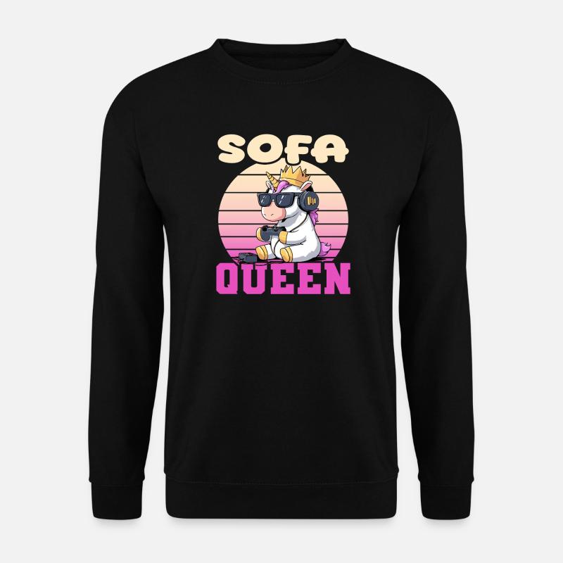 Sofa Queen - Einhorn zocken - Unisex Pullover - Schwarz