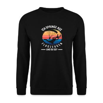 Parachutiste sautant en avion - Sweat-shirt Unisexe - noir - Devant - Alina (178cm) & Michal (187cm)