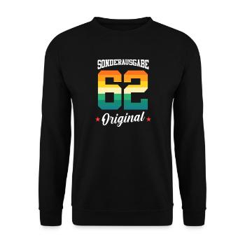 62 Geburtstag - Unisex Pullover - Schwarz - Vorne - Alina (178cm) & Michal (187cm)