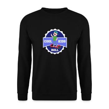 Cool Kids Roll – Hoverboard Shirt für Kinder - Unisex Pullover - Schwarz - Vorne - Alina (178cm) & Michal (187cm)