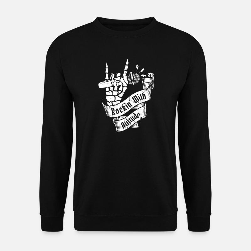 Rockin' With Attitude Rock Band Guitar Music - Unisex Pullover - Schwarz