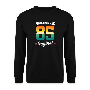 85 Geburtstag - Unisex Pullover - Schwarz - Vorne - Alina (178cm) & Michal (187cm)