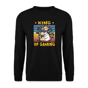 King of gaming - einhorn zockt - Unisex Sweatshirt - black - Front - Alina (178cm) & Michal (187cm)