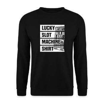 Lucky Slot Machine Casino Glücksspiel - Unisex Pullover - Schwarz - Vorne - Alina (178cm) & Michal (187cm)