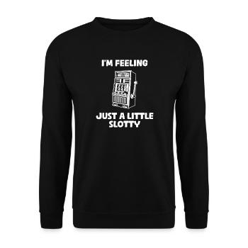 Little slotty Casino Glücksspiel Lustiger Spieler - Unisex Pullover - Schwarz - Vorne - Alina (178cm) & Michal (187cm)