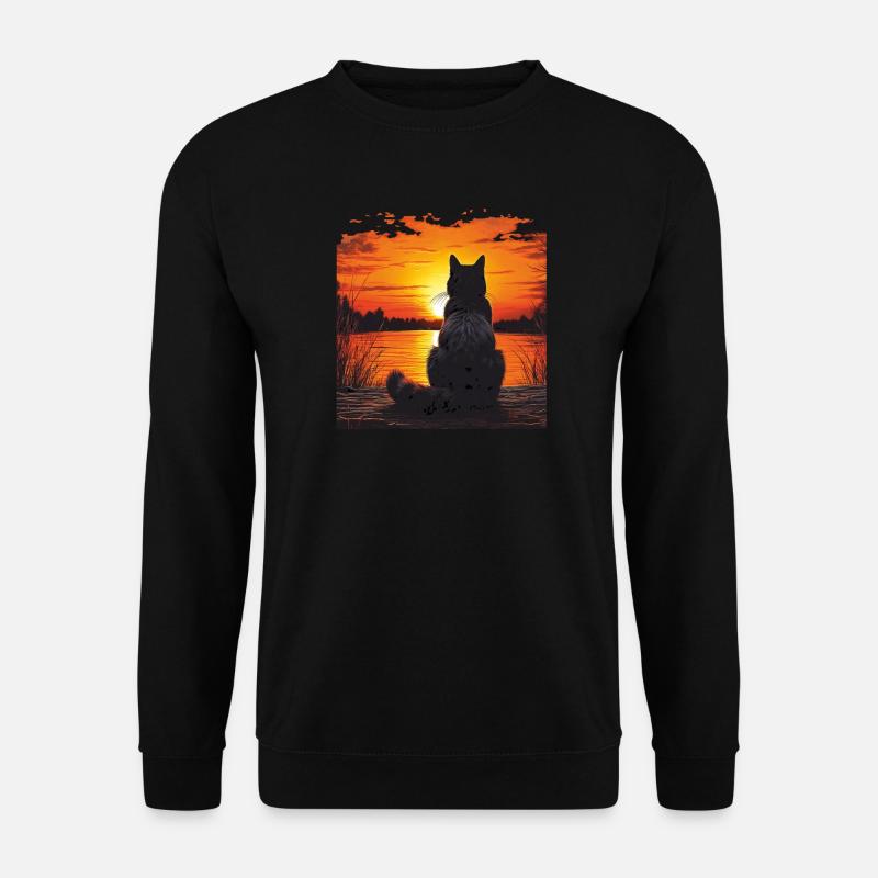 CAT SUNSET - Unisex Sweatshirt - black