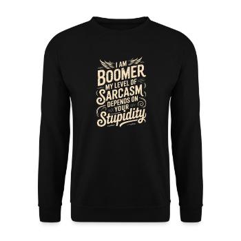 Boomer Sarkasmus Spruch Shirt Design - Unisex Pullover - Schwarz - Vorne - Alina (178cm) & Michal (187cm)