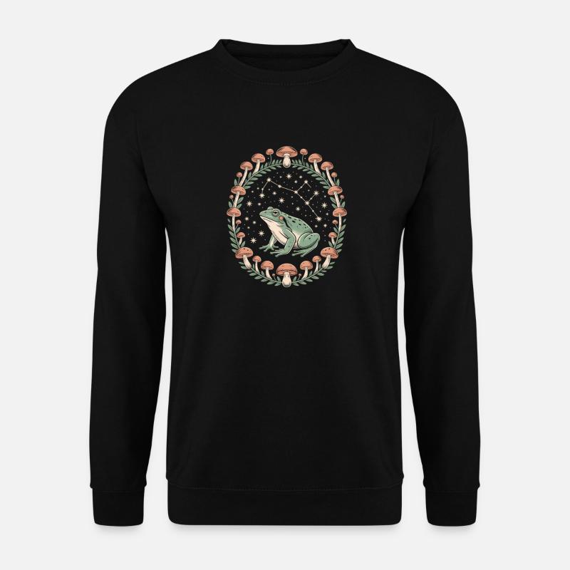 Frosch und Pilze Sternenhimmel - Unisex Pullover - Schwarz