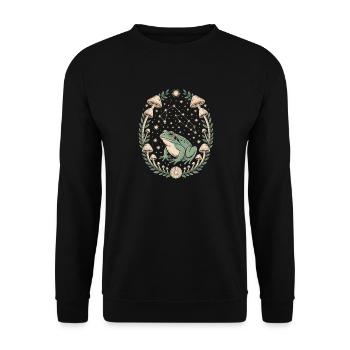 Frog Astrology and Mushroom Pattern Magic - Unisex Sweatshirt - black - Front - Alina (178cm) & Michal (187cm)