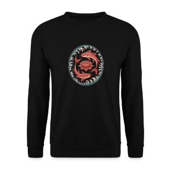 Koi fish and lotus flower in water - Unisex Sweatshirt - black - Front - Alina (178cm) & Michal (187cm)