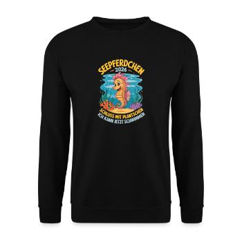  Seepferdchen 2026 Schluss Mit Plantschen Ich Kann - Unisex Pullover - Schwarz - Vorne - Alina (178cm) & Michal (187cm)