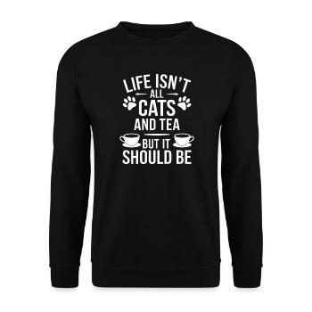 Tee Spruch Katzen Lustiges Tee Geschenk - Unisex Pullover - Schwarz - Vorne - Alina (178cm) & Michal (187cm)