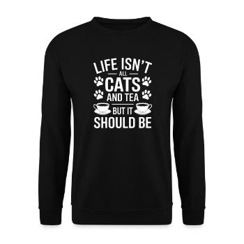 Tee Spruch Katzen Lustiges Tee Geschenk - Unisex Pullover - Schwarz - Vorne - Alina (178cm) & Michal (187cm)