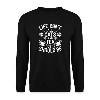 Tee Spruch Katzen Lustiges Tee Geschenk - Unisex Pullover - Schwarz - Vorne - Alina (178cm) & Michal (187cm)
