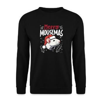 Merry Mousemas Lustiges Maus Weihnachtsmotiv - Unisex Pullover - Schwarz - Vorne - Alina (178cm) & Michal (187cm)