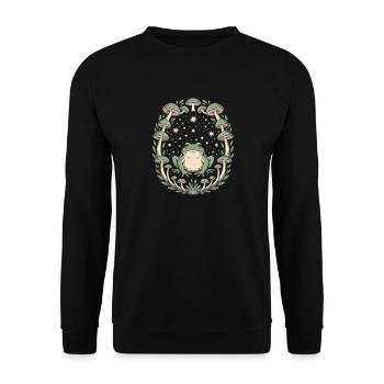 Magical frog and mushrooms in the starry sky - Unisex Sweatshirt - black - Front - Alina (178cm) & Michal (187cm)