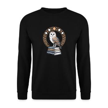 Owl on books with moon phases wreath - Unisex Sweatshirt - black - Front - Alina (178cm) & Michal (187cm)