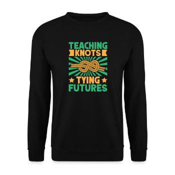 Girl Scout Leader Teaching Knots Scout - Unisex Pullover - Schwarz - Vorne - Alina (178cm) & Michal (187cm)