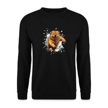Chow Chow Dog Football Sports - Unisex Sweatshirt - black - Front - Alina (178cm) & Michal (187cm)