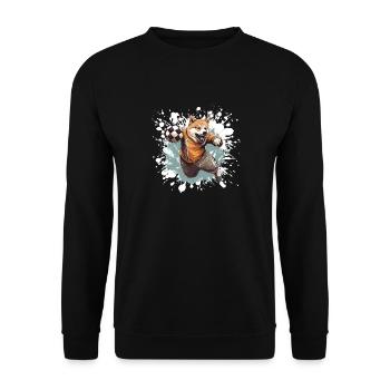 Akita Hund Fussball Team - Unisex Pullover - Schwarz - Vorne - Alina (178cm) & Michal (187cm)