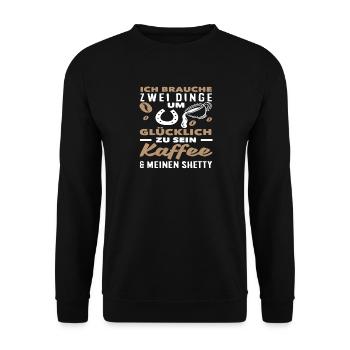 Pferdemädchen Reiten Ponyfans Reiter Shetty Kaffee - Unisex Pullover - Schwarz - Vorne - Alina (178cm) & Michal (187cm)