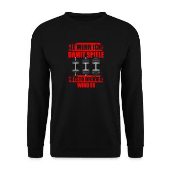 Je mehr Bodybuilding Bodybuilder Gym Kraftsport - Unisex Pullover - Schwarz - Vorne - Alina (178cm) & Michal (187cm)