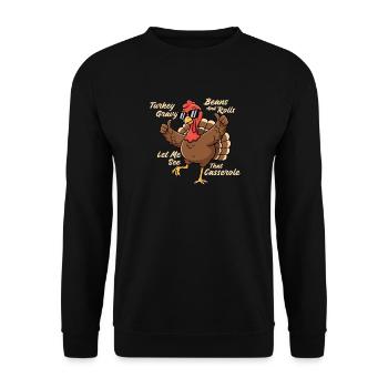 Lass mich den Herbsthumor des Auflaufs sehen - Unisex Pullover - Schwarz - Vorne - Alina (178cm) & Michal (187cm)