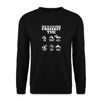 Bagger Freizeit – Fahren, Träumen, Reden - Unisex Pullover - Schwarz - Vorne - Alina (178cm) & Michal (187cm)
