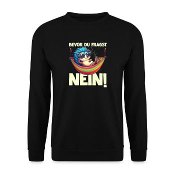 Avant de demander No Hedgehog Mauvaise humeur - Sweat-shirt Unisexe - noir - Devant - Alina (178cm) & Michal (187cm)