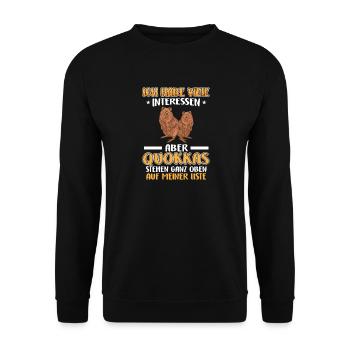 Quokka interests me Short-tailed kangaroo - Unisex Sweatshirt - black - Front - Alina (178cm) & Michal (187cm)