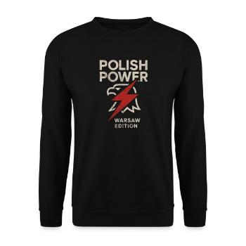 Polish Power Warsaw Edition Blitz Design - Unisex Pullover - Schwarz - Vorne - Alina (178cm) & Michal (187cm)