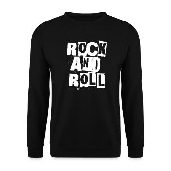 Rock'n'Roll-Grunge-Typografie - Unisex Pullover - Schwarz - Vorne - Alina (178cm) & Michal (187cm)