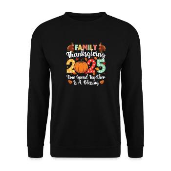 Family Thanksgiving 2025 Autumn Celebration - Unisex Sweatshirt - black - Front - Alina (178cm) & Michal (187cm)
