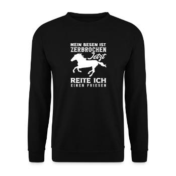 Pferdemädchen Reiten Friese Reiter - Unisex Pullover - Schwarz - Vorne - Alina (178cm) & Michal (187cm)