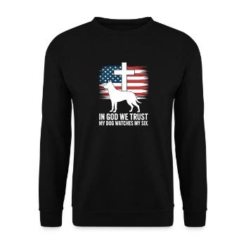 En Dieu, nous avons confiance que mon chien veille à mes six croix - Sweat-shirt Unisexe - noir - Devant - Alina (178cm) & Michal (187cm)