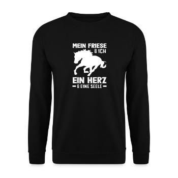 Mein Friese Herz Seele Pferdemädchen Reiten - Unisex Pullover - Schwarz - Vorne - Alina (178cm) & Michal (187cm)