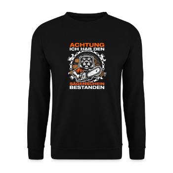 Sawmill Wood Making Chainsaw Lumberjack - Unisex Sweatshirt - black - Front - Alina (178cm) & Michal (187cm)